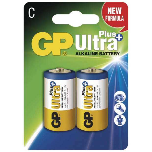 Alkalická baterie GP Ultra Plus LR14 C B1731 malé mono  2ks