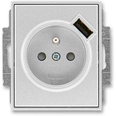 Element / Time 5569E-A02357 zásuvka s USB nabíjením, jednonásobná bezšroubová