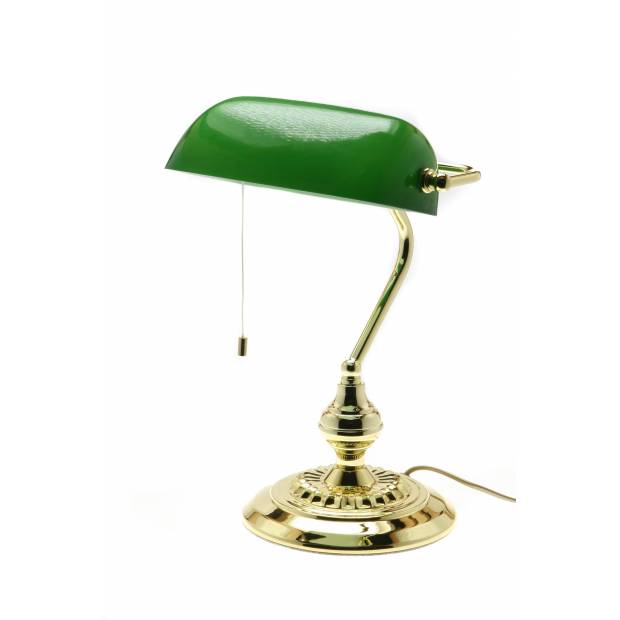 Kancelářská stolní lampa TL/1  retro E27 60W zlatá zelené stínítko