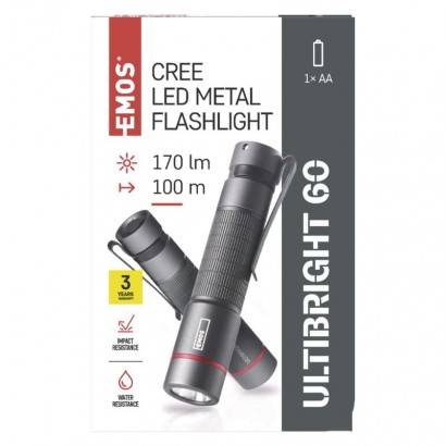 CREE LED kovová svítilna Ultibright 60, P3160, 170lm, 1xAA EMOS
