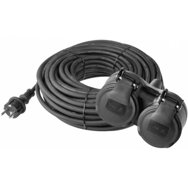 Gumový prodlužovací kabel spojka 10m 2Z 3x 1,5mm, IP44 černý EMOS