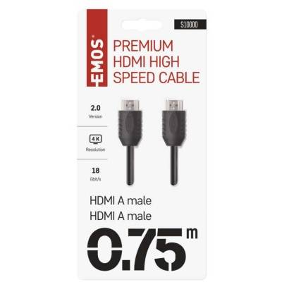 HDMI 2.0 high speed kabel A vidlice – A vidlice 0,75 m EMOS