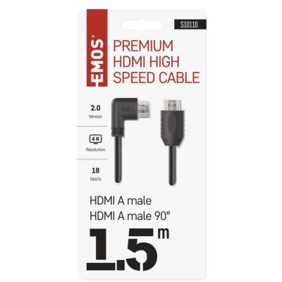 HDMI 2.0 high speed kabel A vidlice - A vidlice 90° 1,5 m EMOS