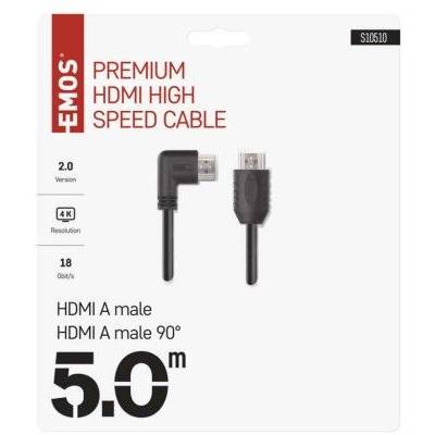 HDMI 2.0 high speed kabel A vidlice – A vidlice 90° 5 m EMOS