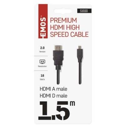HDMI 2.0 high speed kabel A vidlice – D vidlice 1,5 m EMOS