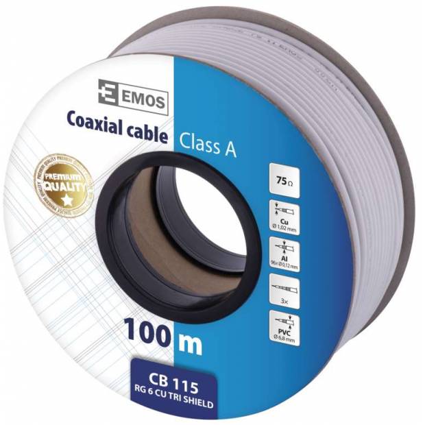Koaxiální kabel CB115, 100m EMOS
