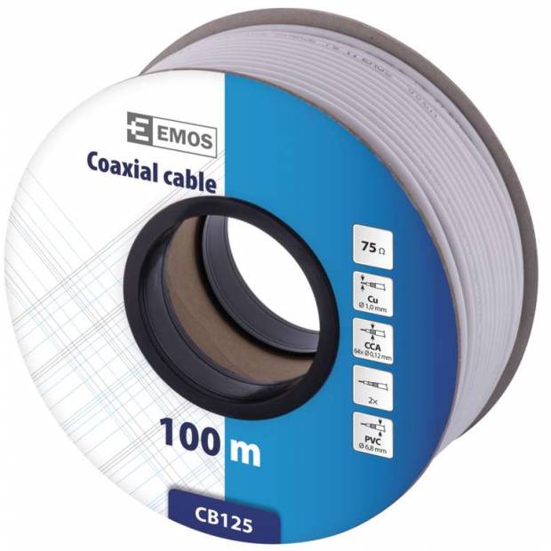 Koaxiální kabel CB125, 100m EMOS