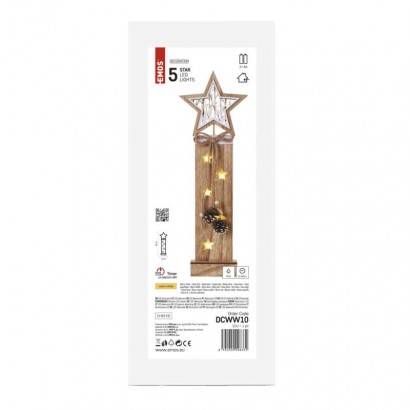LED dekorace dřevěná – hvězdy, 48 cm, 2x AA, vnitřní, teplá bílá, časovač EMOS