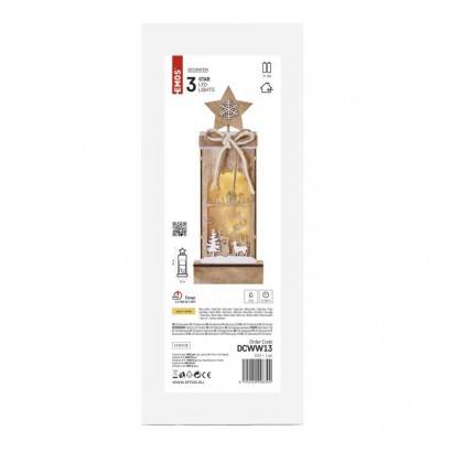 LED dekorace dřevěná – zimní krajina, 34 cm, 2x AA, vnitřní, teplá bílá, časovač EMOS