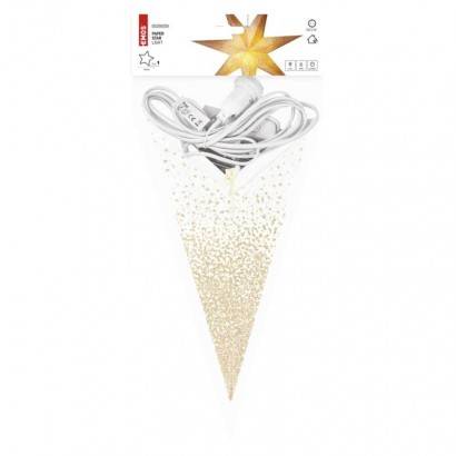 LED hvězda papírová závěsná se zlatými třpytkami na okrajích, bílá, 60 cm, vnitřní EMOS
