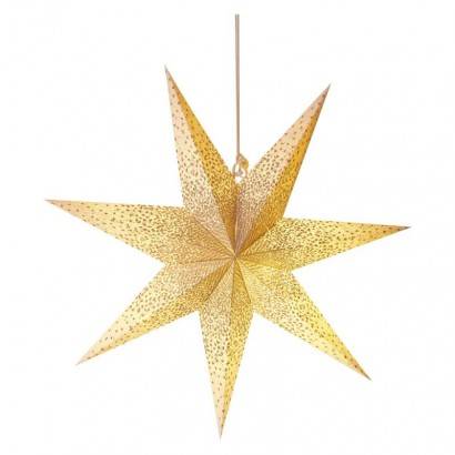LED hvězda papírová závěsná se zlatými třpytkami ve středu, bílá, 60 cm, vnitřní EMOS