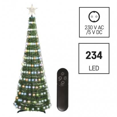 LED vánoční stromek se světelným řetězem a hvězdou, 1,5 m, vnitřní, ovladač, časovač, RGB EMOS