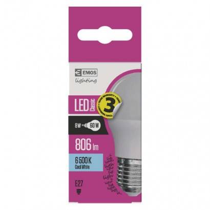 LED žárovka Classic Mini Globe 8W E27 studená bílá EMOS