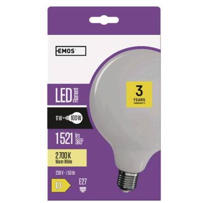 LED žárovka Filament G125 11W E27 teplá bílá EMOS