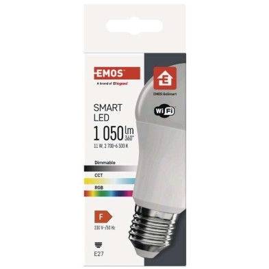 Chytrá LED žárovka GoSmart A60 / E27 / 11 W (75 W) / 1 050 lm / RGB / stmívatelná / Wi-Fi EMOS Lighting