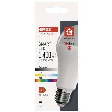 Chytrá LED žárovka GoSmart A65 / E27 / 14 W (94 W) / 1 400 lm / RGB / stmívatelná / Zigbee EMOS Lighting