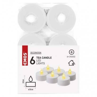 LED dekorace – 6x čajová svíčka bílá, 6x CR2032, vnitřní, vintage EMOS Lighting