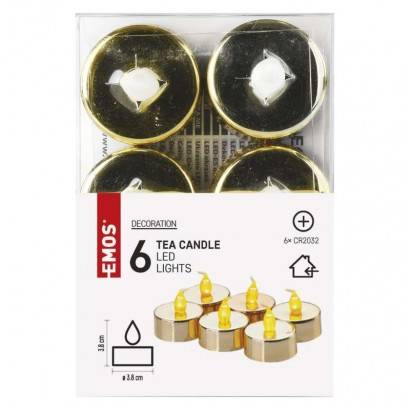 LED dekorace – 6x čajová svíčka zlatá, 6x CR2032, vnitřní, vintage EMOS Lighting