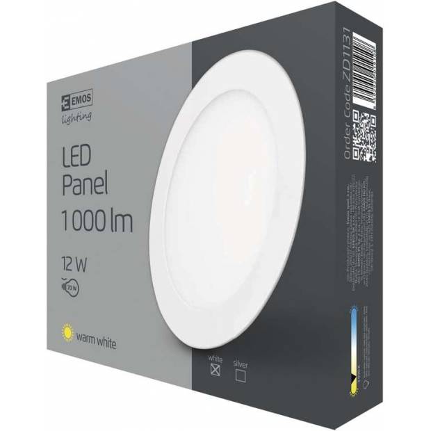 LED panel 168mm, kruhový vestavný bílý, 12W teplá bílá EMOS Lighting