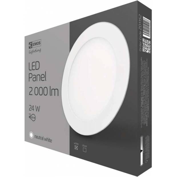 LED panel 297mm, kruhový vestavný bílý, 24W neutrální bílá EMOS Lighting