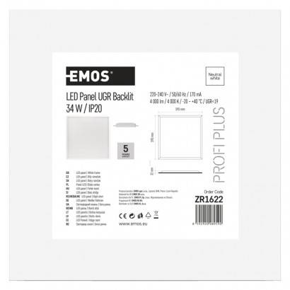 LED panel 60×60, čtvercový vestavný bílý, 34W,UGR,n.b. EMOS Lighting