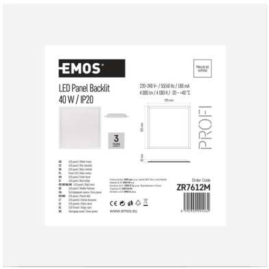 LED panel backlit 60×60, čtvercový vestavný bílý, 40W neutr. b. EMOS Lighting