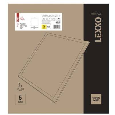 LED panel LEXXO backlit 60×60, čtvercový vestavný bílý, 34W neutr. b. EMOS Lighting