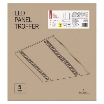 LED panel troffer 60×60, čtvercový vestavný bílý, 36W, neutrální bílá, UGR EMOS Lighting
