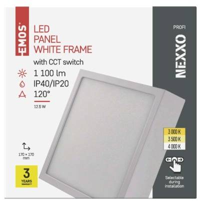 LED přisazené svítidlo NEXXO, čtvercové, bílé, 12,5W, se změnou CCT EMOS Lighting