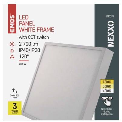 LED přisazené svítidlo NEXXO, čtvercové, bílé, 28,5W, se změnou CCT EMOS Lighting