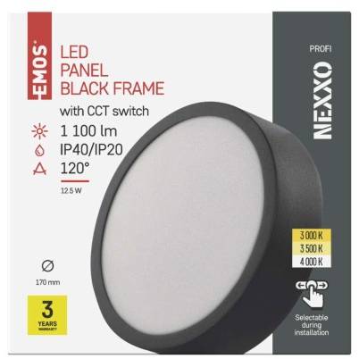 LED přisazené svítidlo NEXXO, kruhové, černé, 12,5W, se změnou CCT EMOS Lighting