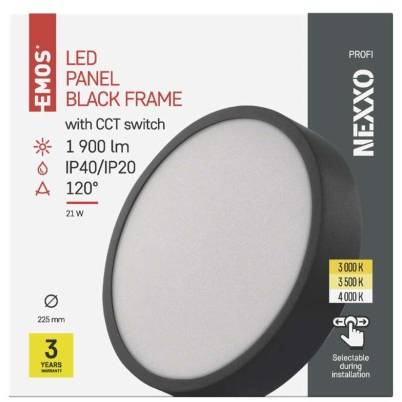 LED přisazené svítidlo NEXXO, kruhové, černé, 21W, se změnou CCT EMOS Lighting