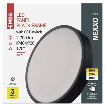 LED přisazené svítidlo NEXXO, kruhové, černé, 28,5W, se změnou CCT EMOS Lighting