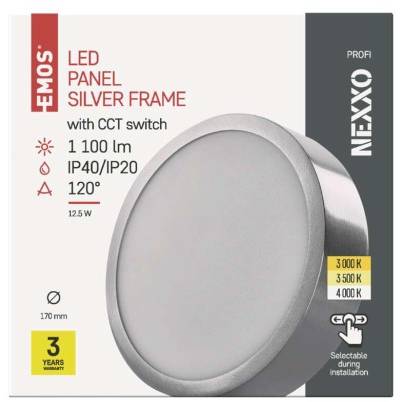 LED přisazené svítidlo NEXXO, kruhové, stříbrné, 12,5W, se změnou CCT EMOS Lighting