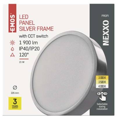 LED přisazené svítidlo NEXXO, kruhové, stříbrné, 21W, se změnou CCT EMOS Lighting