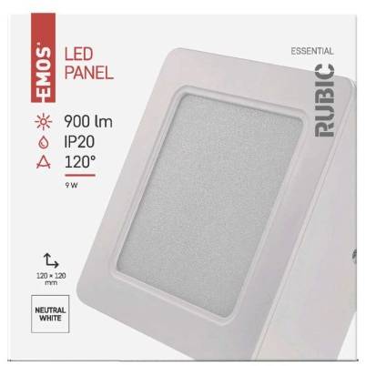 LED přisazené svítidlo RUBIC, čtvercové, 9W neutrální bílá EMOS Lighting