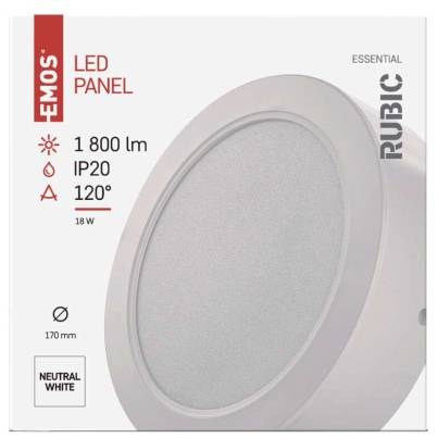 LED přisazené svítidlo RUBIC, kruhové, 18W neutrální bílá EMOS Lighting