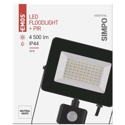 LED reflektor SIMPO s pohybovým čidlem, 50W neutrální bílá EMOS Lighting