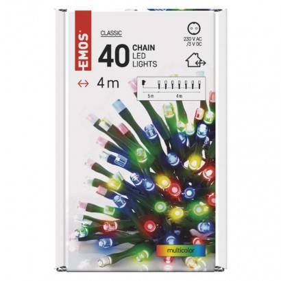 LED vánoční řetěz, 4 m, venkovní i vnitřní, multicolor, časovač EMOS Lighting