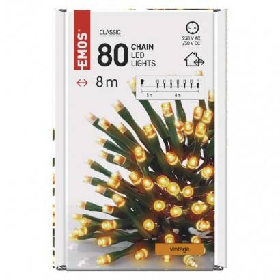 LED vánoční řetěz, 8 m, venkovní i vnitřní, vintage, časovač EMOS Lighting