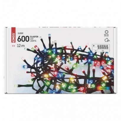LED vánoční řetěz – ježek, 12 m, venkovní i vnitřní, multicolor, časovač EMOS Lighting