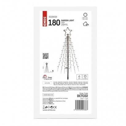 LED vánoční strom kovový, 180 cm, venkovní i vnitřní, studená bílá, časovač EMOS Lighting