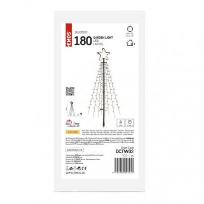 LED vánoční strom kovový, 180 cm, venkovní i vnitřní, teplá bílá, časovač EMOS Lighting