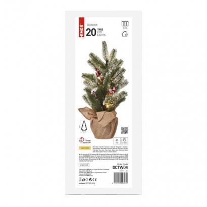 LED vánoční stromek zasněžený, 52 cm, 3x AA, vnitřní, teplá bílá, časovač EMOS Lighting
