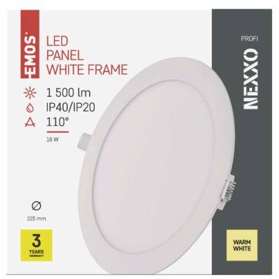 LED vestavné svítidlo NEXXO, kruhové, bílé, 18W, teplá bílá EMOS Lighting