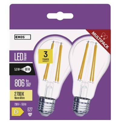 LED žárovka Filament A60 5,9W E27 teplá bílá EMOS Lighting
