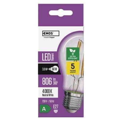 LED žárovka Filament A60 / E27 / 3,8 W (60 W) / 806 lm / neutrální bílá EMOS Lighting