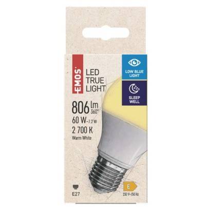 LED žárovka True Light 7,2W E27 teplá bílá EMOS Lighting