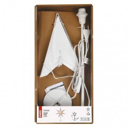 Svícen na žárovku E14 s papírovou hvězdou bílý, 67x45 cm, vnitřní EMOS Lighting