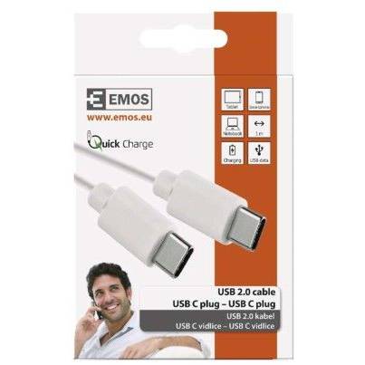 Nabíjecí a datový kabel USB-C 2.0 / USB-C 2.0, 1 m, bílý EMOS
